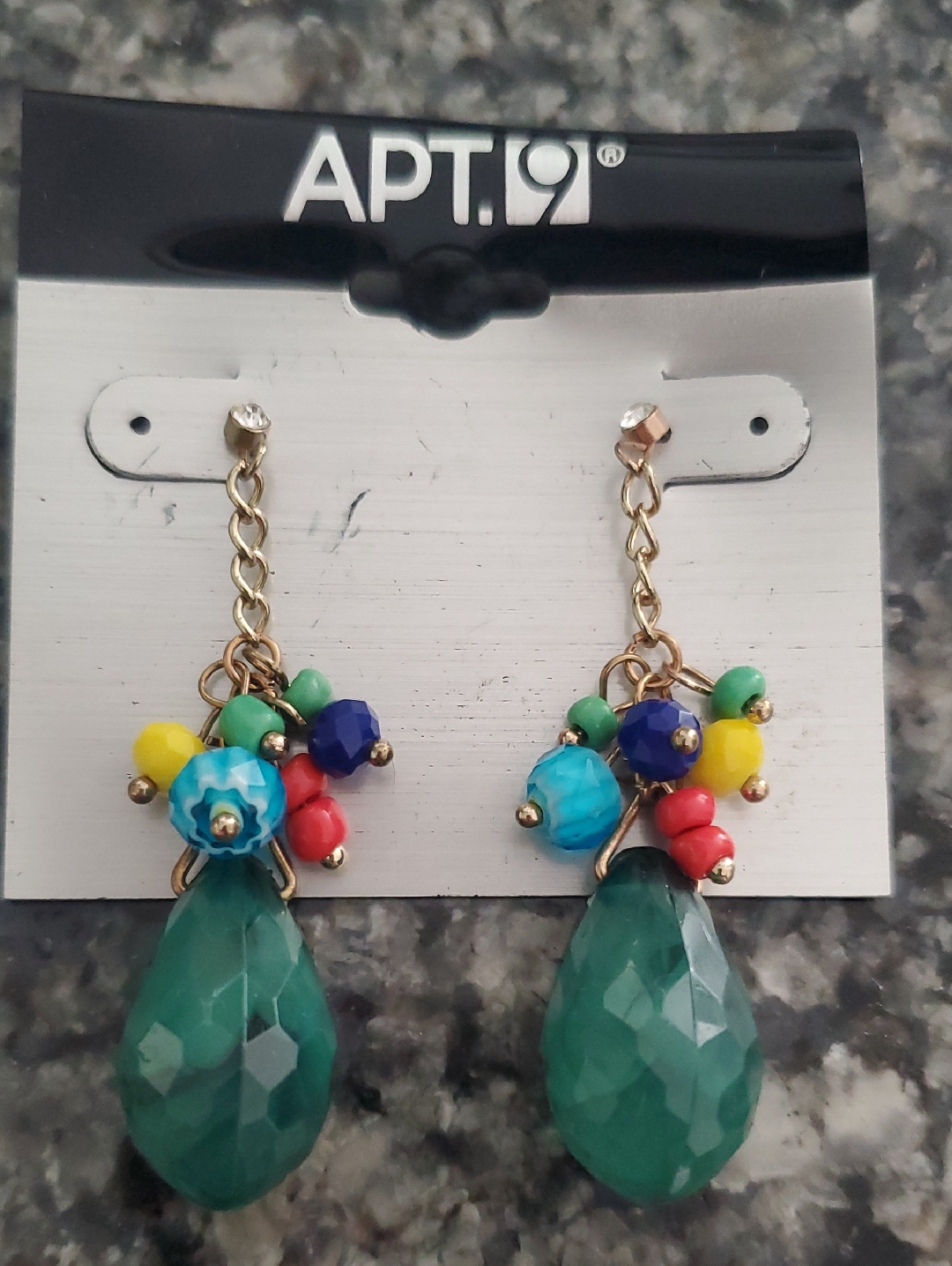Apt. 9 Multicolor Beaded Green Teardrop Dangle Earrings